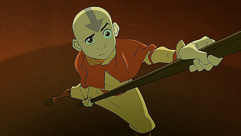 Aang (Zach Tyler Eisen) is unsure about his victory over King Bumi (Andre Sogiluzzo) in Avatar: The Last Airbender Season 1 Episode 5 "The King of Omashu" (2005), Nickelodeon