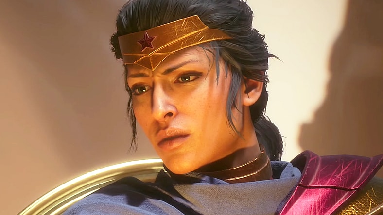 Wonder Woman (Susan Eisenberg) uses her Lasso of Truth on The Flash (Scott Porter) in Suicide Squad: Kill the Justice League (2024), Rocksteady Studios