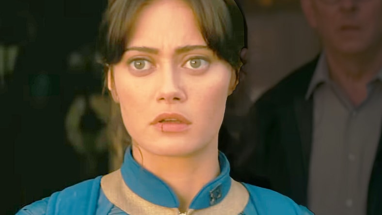 Lucy (Ella Purcel) is shocked by Cooper's (Walton Goggins) savagery in Fallout (2024), Amazon Prime Studios