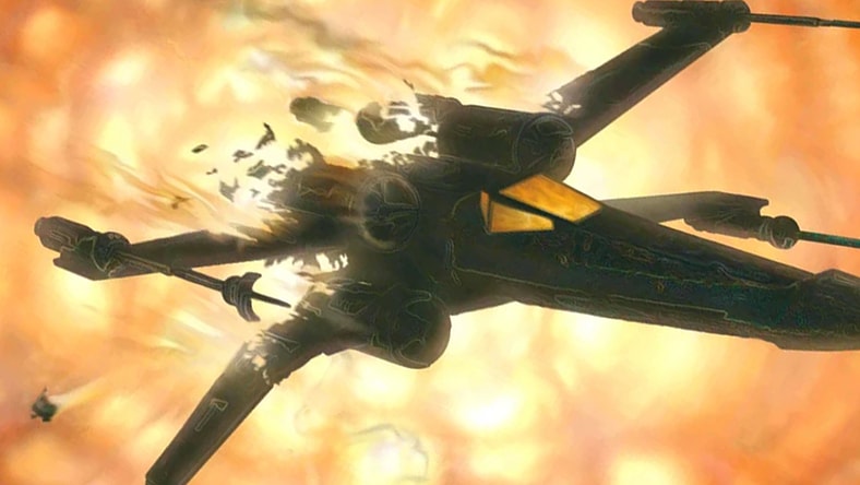 An X-Wing meets its end on Stuart Hiner's cover to X-Wing: Rogue Squadron Vol. 1 #20 (1997), Dark Horse Comics