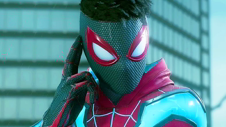 Miles (Nadji Jeter) lets Peter (Yuri Lowenthal) know that Venom (Tony Todd) is on the move in Marvel's Spider-Man 2 (2023), Insomniac Games