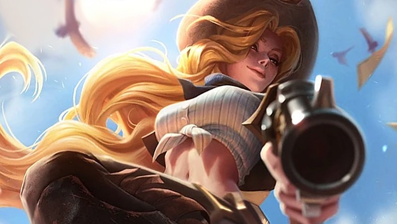 Miss Fortune (Laura Bailey) draws her six-shooter in League of Legends (2009), Riot Games