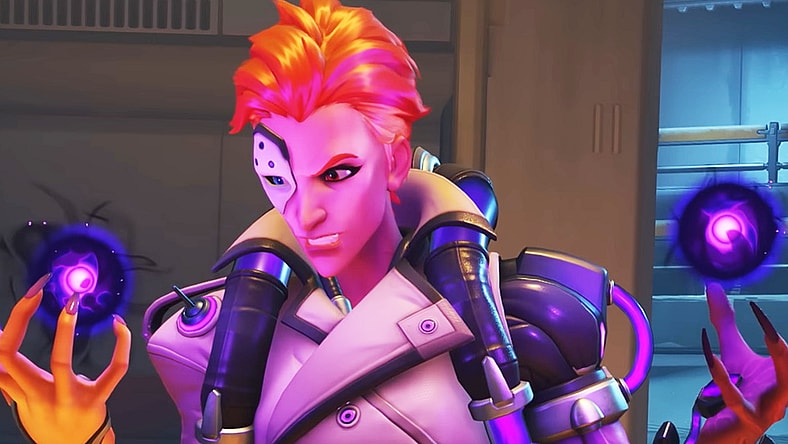 Moira (Genevieve O'Reilly) is unnerved by a change in her powers in Overwatch 2 (2022), Activision Blizzard