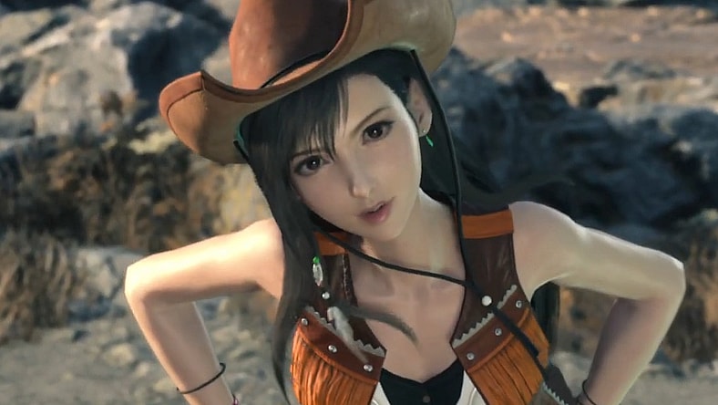 Tifa (Ayumi Ito) teases Cloud (Takahiro Sakurai) in Final Fantasy VII Rebirth (2023), Square Enix