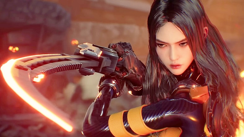 Tachy (TBA) stands at the ready to defend Eve (TBA) in Stellar Blade (2024), Shift Up