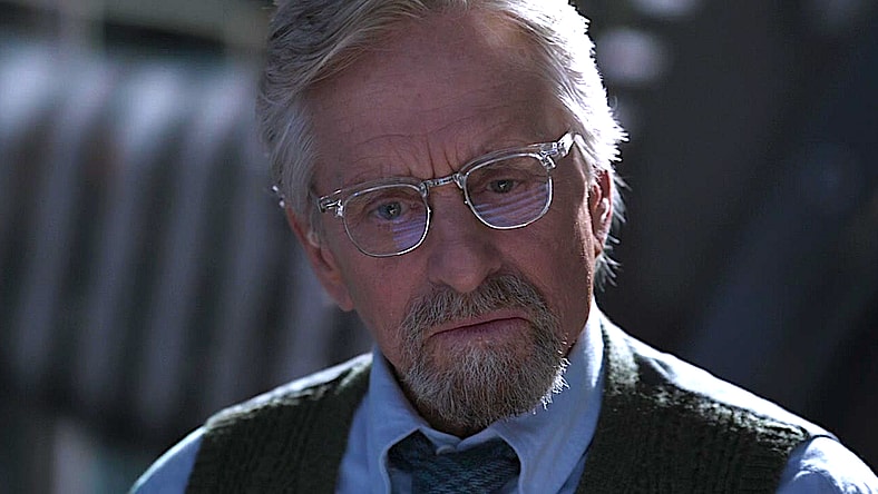 Dr. Hank Pym (Michael Douglas) asks Janet Van Dyne (Paul Rudd) how to find her in Ant-Man and the Wasp (2018), Marvel Entertainment