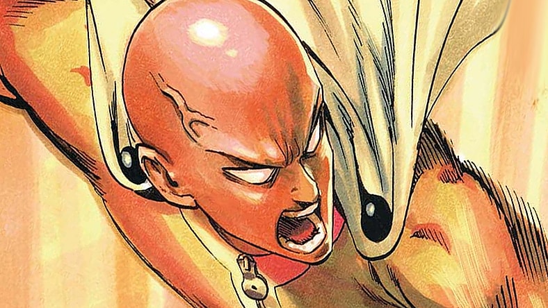 Saitama breaks his controller after losing to King on Yusuke Murata's cover to One-Punch Man Vol. 8 (2015), Shueisha
