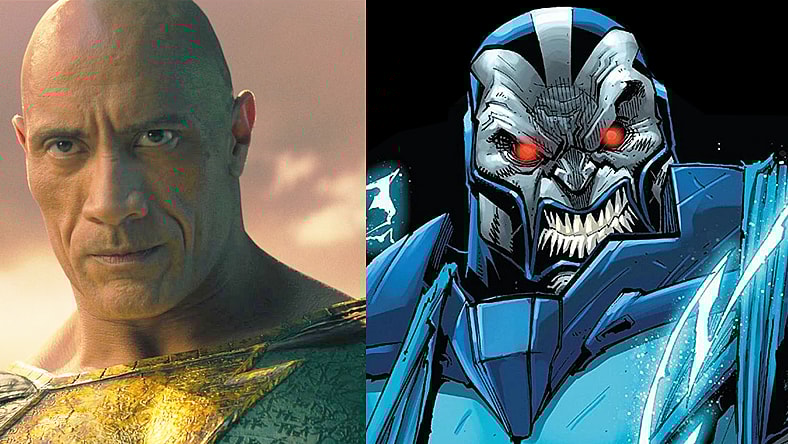 Black Adam (Dwayne Johnson) accepts his position as Kandaq's champion in Black Adam (2022), Warner Bros. Pictures / Apocalypse unleashes his wrath on Gerardo Sandoval and Rachelle Rosenberg's cover to Age of X-Man: Apocalypse & the X-Tracts Vol. 1 #5 (2019), Marvel Comics