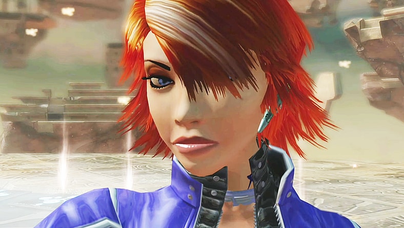 Joanna Dark (Laurence Bouvard) lives to fight another day in Perfect Dark Zero (2005), Microsoft Game Studios