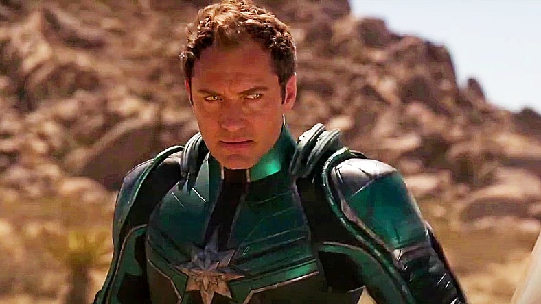 Yon-Rog (Jude Law) preparing to fight Carol Danvers in the final battle in Captain Marvel (2019), Marvel Entertainment