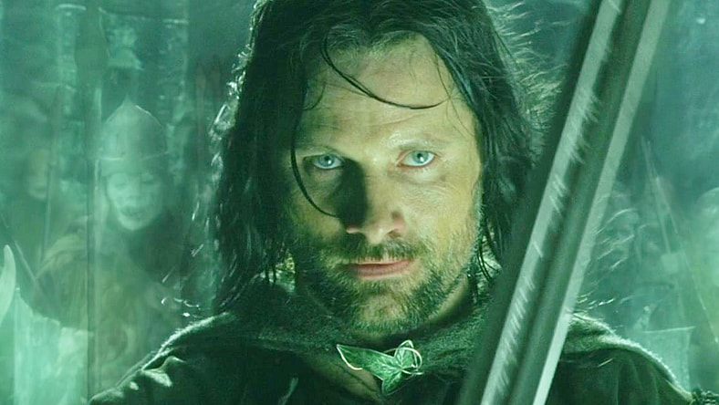 Aragorn (Viggo Mortensen) makes a deal with the King of the Dead (Paul Norell) in The Lord of the Rings: The Return of the King (2003), Warner Bros. Pictures