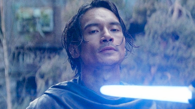 Qimir (Manny Jacinto) is bested by Master Sol (Lee Jung-jae) in The Acolyte Season 1 Episode 8 "The Acolyte" (2024), Disney