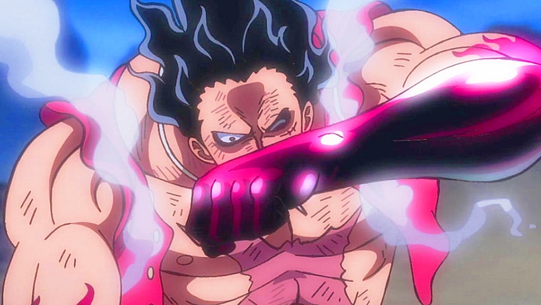 Luffy (Mayumi Tanaka) finds himself running out of steam in One Piece Episode 1069 "There is Only One Winner - Luffy vs. Kaidou" (2023), Toei Animation