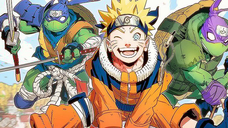 Naruto teams up with the titular turtles on Jorge Jiménez's cover to Teenage Mutant Ninja Turtles x Naruto (2024), IDW