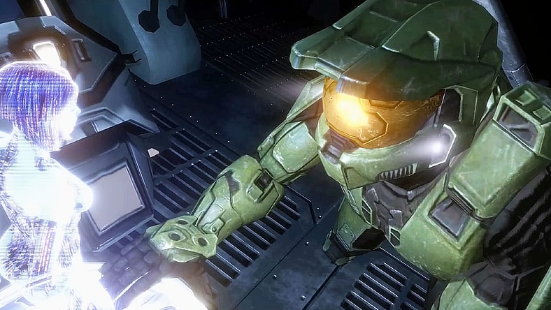 Master Chief (Steve Downes) and Cortana (Jen Taylor) prepare to enter cryosleep for the foreseeable future in Halo 3 (2007), Bungie