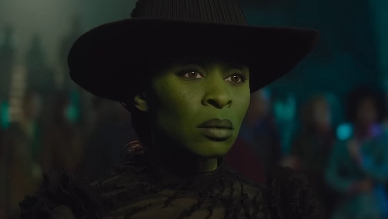 Elphaba (Cynthia Erivo) dons her signature hat in Wicked (2024)