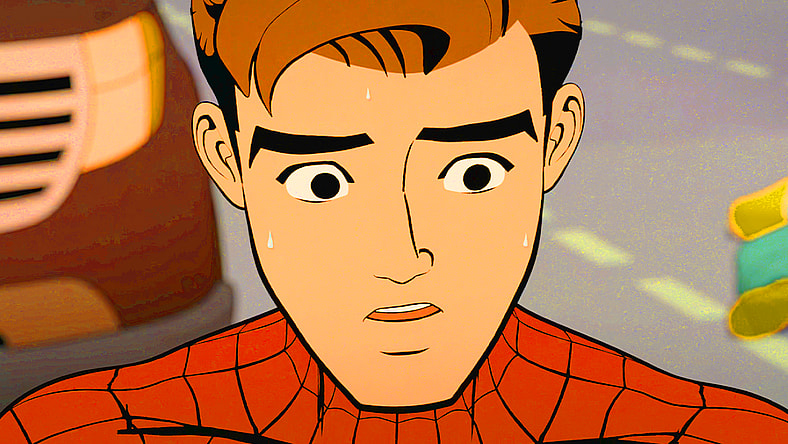 Peter Parker (Hudson Thames) finds himself freezing up in Your Friendly Neighborhood Spider-Man Season 1 Episode 9 "Hero or Menace" (2025), Marvel Entertainment