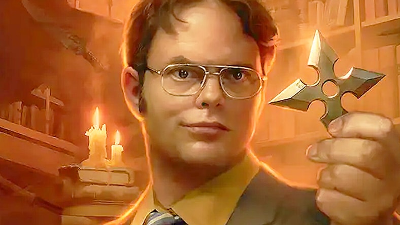 Dwight shows off his workplace defense systems via Dwight's Weapon Stash (Card #2166), Magic: The Gathering - Secret Lair Drop (2025), Wizards of the Coast MTG