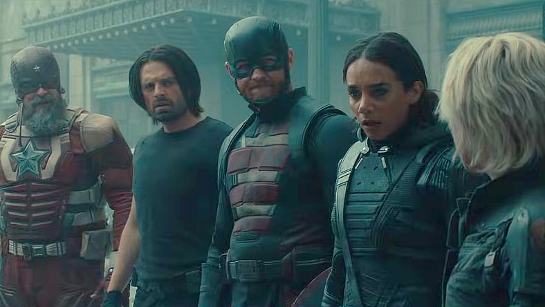 The team realizes that they are the only thing standing between Earth and The Void (Lewis Pullman) in Thunderbolts (2025), Marvel Entertainment