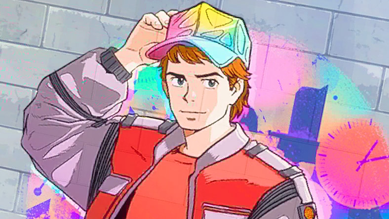 The AI generated 'Lookin' McFly' emoji, as featured in the Chapter 7 Battle Pass for Fortnite (2017), Epic Games