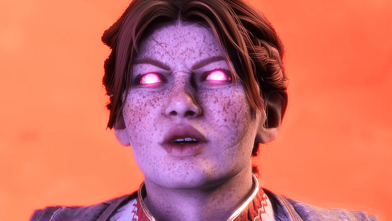 Harding (Ali Hillis) struggles to take back control of her body from a Titan in Dragon Age: The Veilguard (2024), BioWare