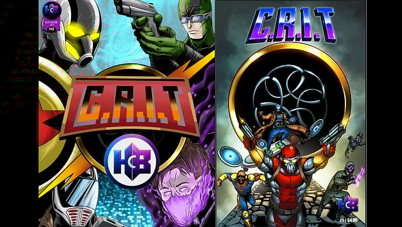 Covers of C.R.I.T. #0 and C.R.I.T. #1 (2025). Art by Nathan Boughton, Christopher Sahloff, and Drew Collins. Homebrewed Comics.