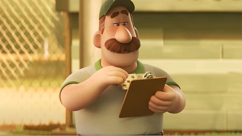 Coach Dan (Will Forte) adressing the team in Win or Lose 2024 Pixar Trailer, Pixar