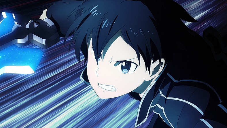 Kirito (Yoshitsugu Matsuoka) prepares to deliver the final blow against An Incarnation of the Radius in Sword Art Online The Movie -Ordinal Scale- (2017), A-1 Pictures