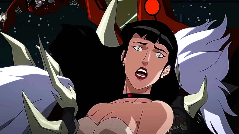 Zatanna (Camilla Luddington) performs a disappearing act she isn't meant to come back from in Justice League Dark: Apokolips War (2020), Warner Bros. Animation