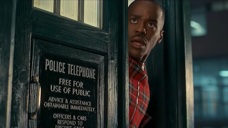 The Doctor (Ncuti Gatwa) looks out of the TARDIS in shock in Doctor Who Series 15 (2025), BBC