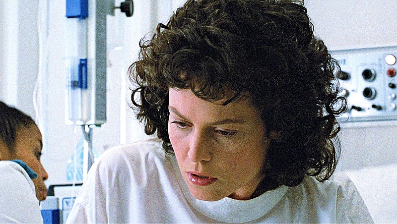 Ripley (Sigourney Weaver) wakes up from a very long nap in Aliens (1986), 20th Century Fox