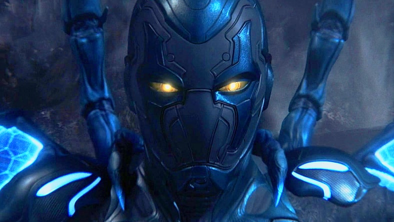 Jamie Reyes (Xolo Maridueña) steels himself to get back in the fight in Blue Beetle (2023), DC Studios