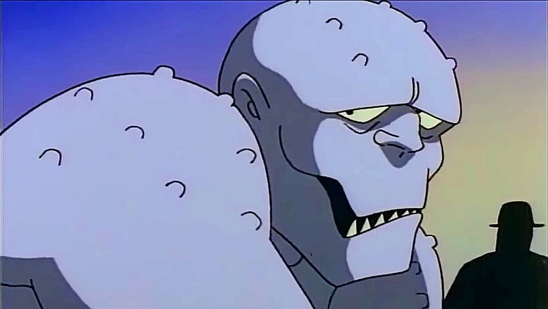 Killer Croc (Aron Kincaid) is freaked out a bit in Batman: The Animated Series Season 1 Episode 46 "Almost Got 'Im" (1994), Warner Bros. Animation