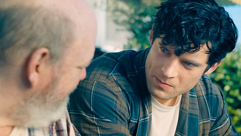 Clark (David Corenswet) receives a life lesson from Jonathan Kent (Pruitt Taylor Vince) in Superman (2025), DC Studios