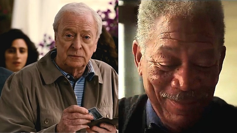 Michael Caine uses American Express in The Dark Knight Rises (2012), Warner Bros. Pictures, and Morgan Freeman wishes luck with blackmail in The Dark Knight (2008), Warner Bros. Pictures