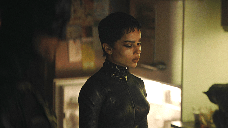 Selina (Zoe Kravitz) lets Vengeance (Robert Pattinson) stay over in The Batman (2022), Warner Bros. Pictures