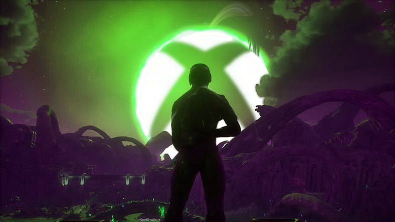 A planetary eclipse in The Outer Worlds 2 (2025), Xbox Game Studios, with the Xbox logo on it