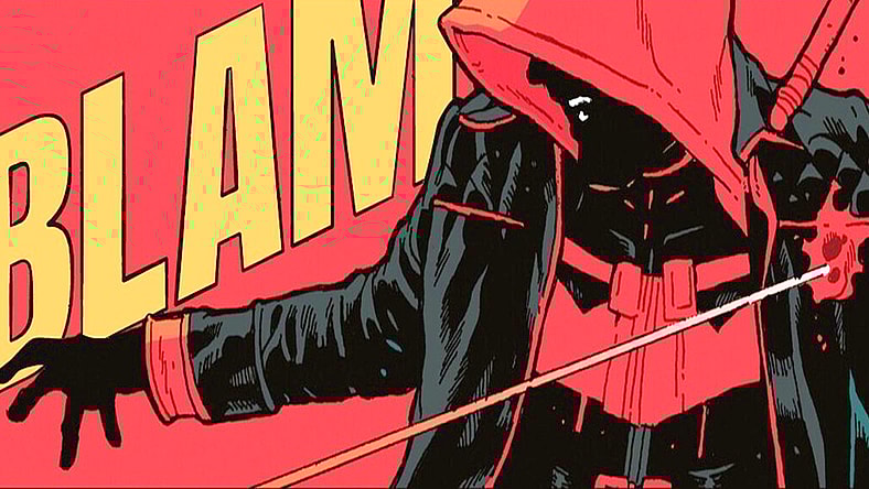 Jason Todd takes a bullet to the shoulder in Red Hood Vol. 2 #1 (2025), DC. Words by Gretchen Felker-Martin, art by Jeff Spokes.