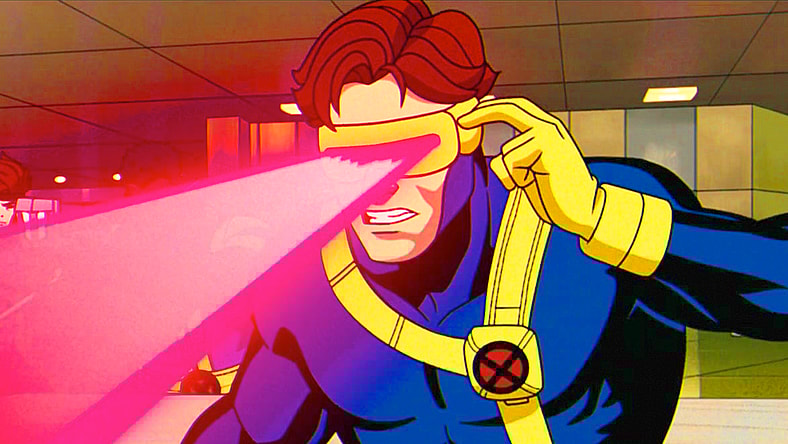 Cyclops (Ray Chase) attempts to stop rioters from interrupting Magento's (Matthew Watterson) trial in X-Men ’97 Season 1 Episode 2 ‘Mutant Liberation Begins’ (2024), Disney Plus