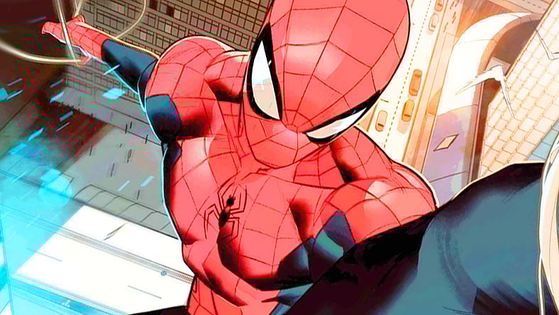 The web-slinger takes to the NYC skyline on Simone Di Meo's variant cover to Amazing Spider-Man Vol. 7 #1 (2025), Marvel Comics