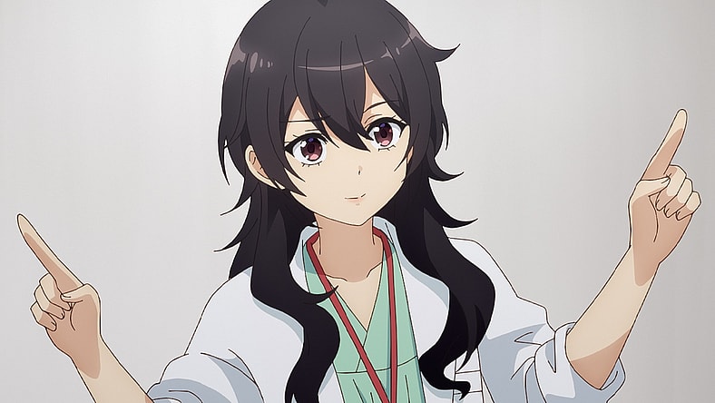 Dr. Takao Ameku (Ayane Sakura) is ready to offer her latest theory in Ameku M.D.: Doctor Detective Episode 3 "Into the Spell of Shimmering Light" (2025), Project No.9