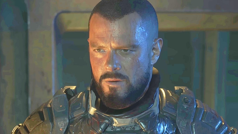 Jacob Lee (Josh Duhamel) prepares to head into an unforgiving snowstorm in The Callisto Protocol (2023), Striking Distance Studios