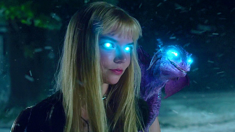Magik (Anya Taylor-Joy) and Lockheed stand defiant against the Demon Bear in The New Mutants (2020), Marvel Entertainment