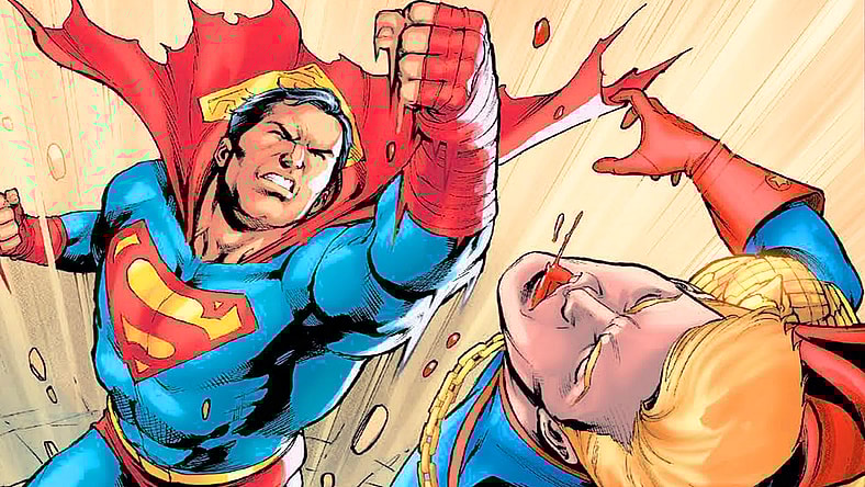 Superman clocks Homelander in DC K.O.: Boss Battle Vol. 1 #1 (2026), DC. Words by Jeremy Adams, art by Ronan Cliquet, Carmine Di Gianddomenico, Kieran McKeown, and Pablo M. Collar, and Hi-Fi.