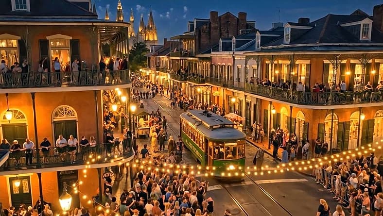 Blood-for-beads on streets of AI New Orleans at Dracula Land Theme Park