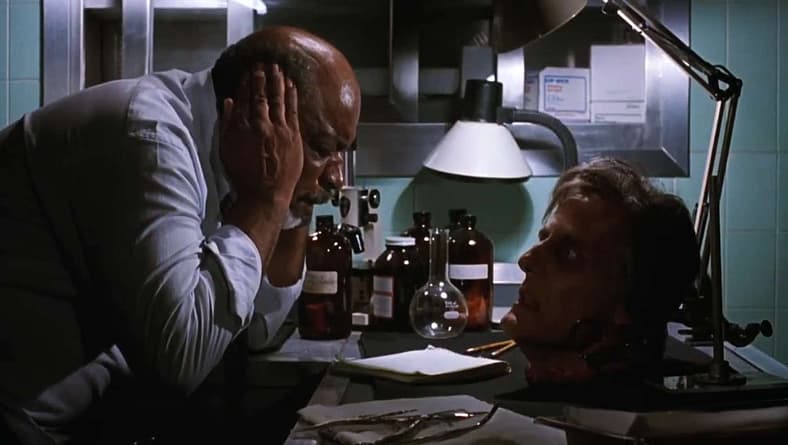 Dr. Hill attempts to recruit a new henchman in Bride of Re-Animator (1990), 50th Street Films
