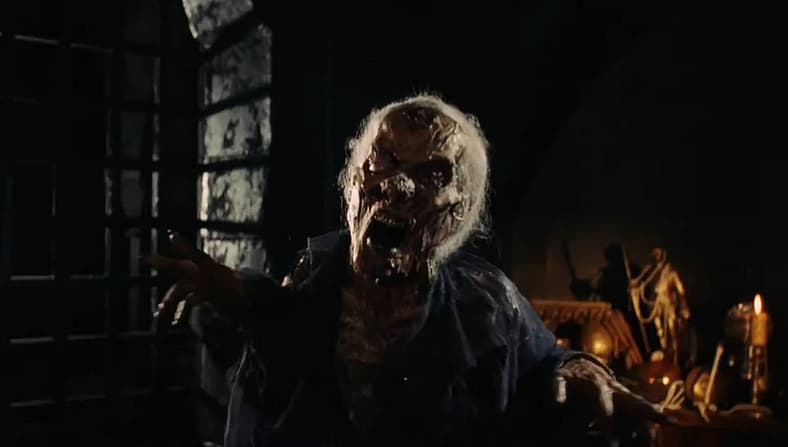 Mummy (Pamela Gordon) upset someone plays with her son's heart in Bloodstone: Subspecies II (1993)