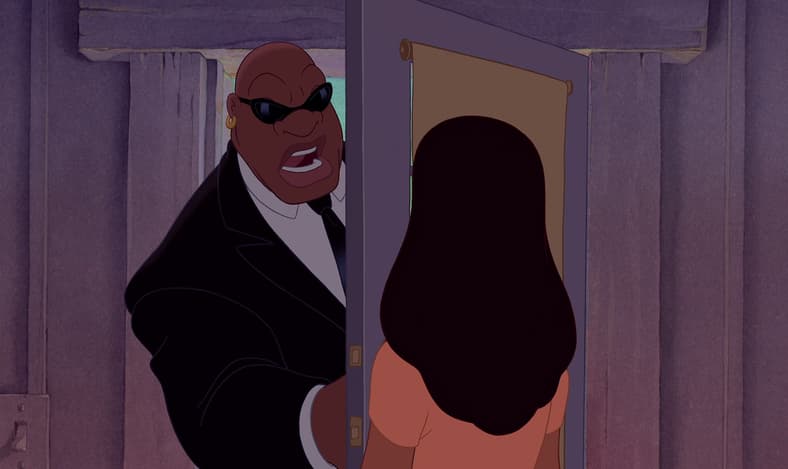 Cobra Bubbles (Ving Rhames) gives Nani (Tia Carrere) an ultimatum in Lilo & Stitch (2002), Walt Disney Studios