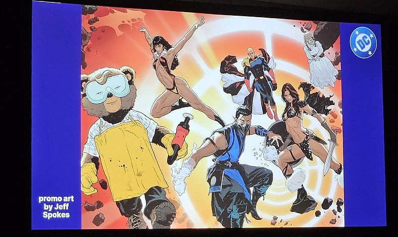 A Boom Toom introduces Samantha, Vampirella, Sub-Zero, Homelander, Red Sonja, and Anabelle to the fray on Jeff Spokes' promo art for DC K.O. (2025), DC