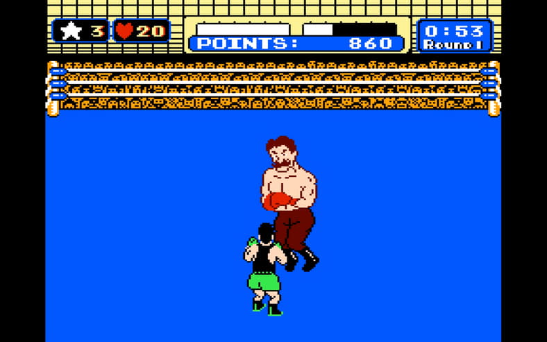 Little Mack squares off with The German Steel Machine Von Kaiser in Mike Tyson's Punch Out!! (1987), Nintendo